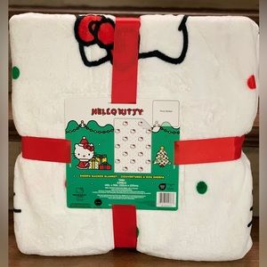 Super Cute 🥰 Hello Kitty Sherpa Backed Blanket Twin Size 60inx90in - NEW